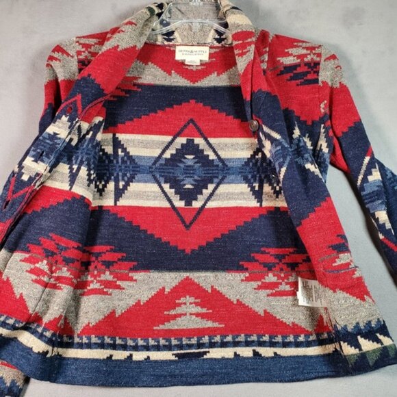 VTG Denim Supply Ralph Cardigan Sweater Women XS Aztec Southwestern Shawl Collar - Picture 4 of 8